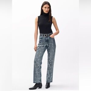 Rag & Bone Shea Relaxed Straight Jeans in Studded Kingston Size 28